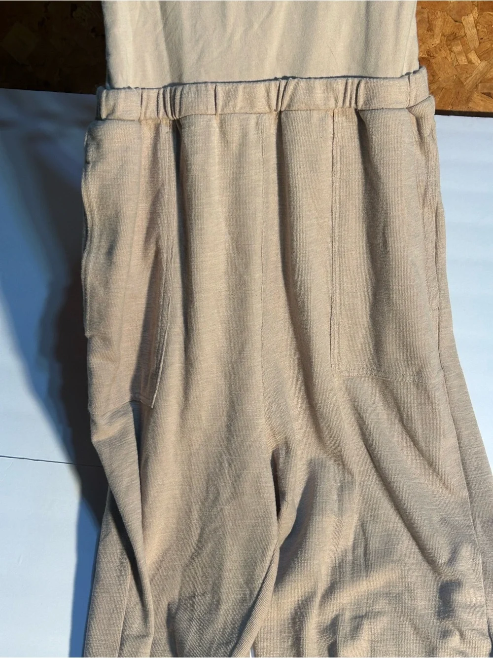 FP Beach Free People Women’s M Taupe Sleeveless Jogger Jumpsuit Pockets